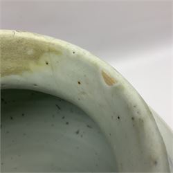 19th century Chinese Wucai vase and cover, decorated  with peacock on blue rockwork and other birds flying amongst tree peonies, H43cm