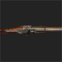 Percussion musket, the 70cm barrel with ramrod under, full walnut stock, with two sling swivels, overall L110cm
Sold as an exempt item under Section 58 (2) of the 1968 Firearms Act, to be held as a curiosity or ornament