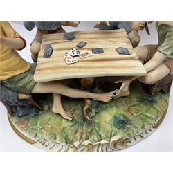 Capodimonte The Cheats, signed Zanella, together with another Capodimonte figure, H24cm  