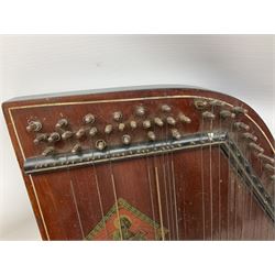 Italian Frontalini piano accordian, together with a mahogany veneered Zither by Schutzmarke, L53cm