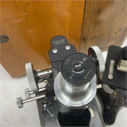 Three microscopes, comprising Ernst Leitz Wetzlar, W Watson & Sons service II no 125485, W Watson & Sons Bactil binocular no 115722, all boxed  