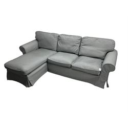 IKEA - 'EKTORP' three seat corner sofa, in grey loose washable covers 