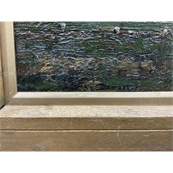 Kershaw Schofield (British 1872-1941): Windmill under Cloudy Skies, oil on canvas signed 28cm x 43cm