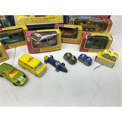 Matchbox - Collector's Mini-Case with twenty-three playworn models; five MOY models Y-3, Y-7, Y-11, Y-12 & Y-13; K101 Battle Kings Sherman Tank; K-15 Super Kings Jubilee Bus; all boxed; two blister packed Jubilee Buses; three 1970s Matchbox catalogues; Dinky Ferrari racing car; and other items
