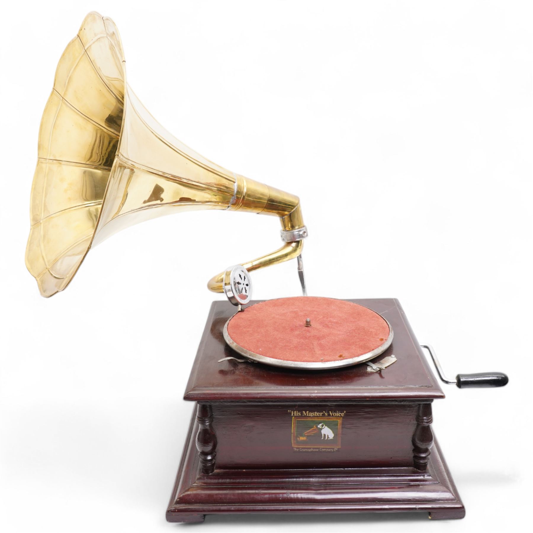 HMV wind up gramophone with fluted metal horn