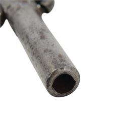 Percussion pistol, with octagonal barrel, bag-shaped wooden butt, together with two other percussion pistols   