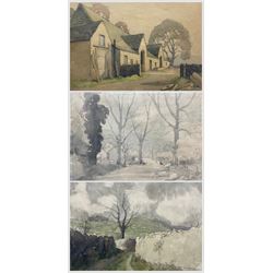 David R Anderson (British 1884-1976): 'First Light' 'Thorpe' and 'North Yorkshire Farmstead', set of three watercolours signed, titled verso max 35cm x 45cm (3)