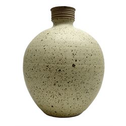 David Lloyd Jones (1928-1994): Stoneware vase of globular form with speckled glaze and impressed LJ seal mark, H29cm