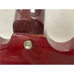 Vintage VS6M Reissued Series six string electric guitar, with solid body in cherry red finish, in carrying case, guitar L103cm