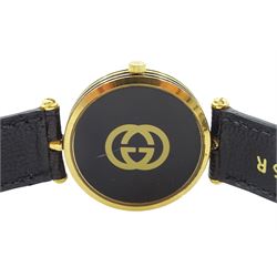 Gucci Shelly Line quartz wristwatch, gilt dial with GG logo back case, boxed