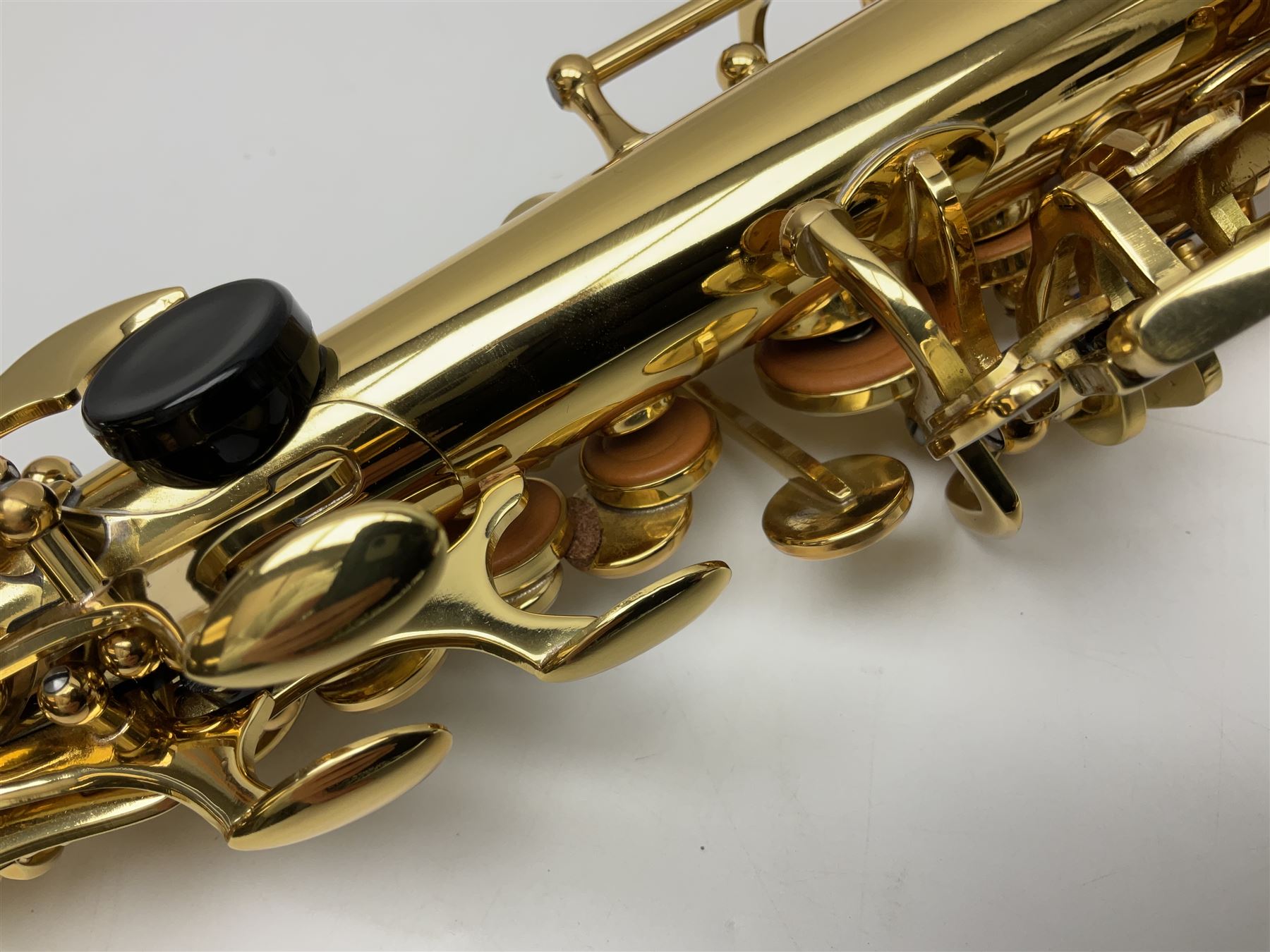 Trevor James The Horn Classic II brass straight soprano saxophone, serial no.T1255; in lightweight carrying case with accessories