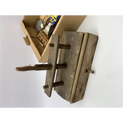 19th century pine mouse trap with deadfall action L32cm; green painted wooden Pennsylvania rat trap; wooden three-hole mouse trap; and over twenty other rat, mouse and mole traps, various ages and makers, one with military broad arrow markings