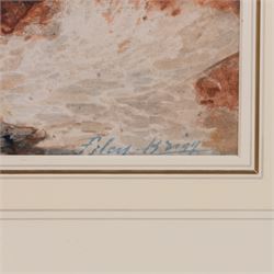 Paul Marny (French/British 1829-1914): Rough Seas off 'Filey Brigg', watercolour signed and titled 38cm x 65cm