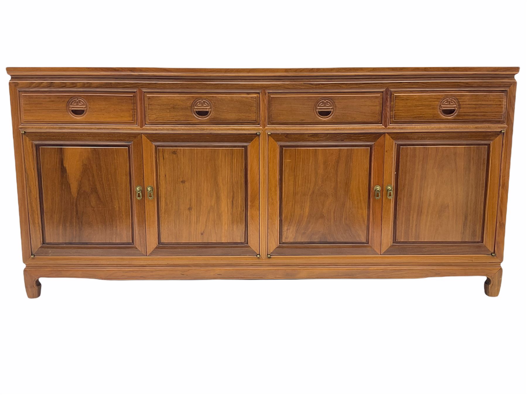 Chinese rosewood sideboard, fitted with four drawers and four cupboards
