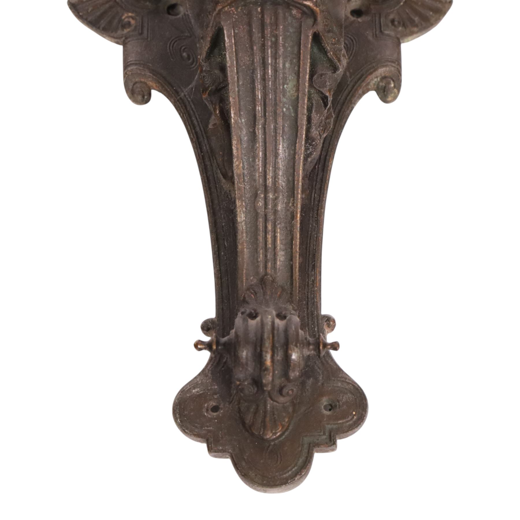 19th century wall sconce, the basket held aloft by a winged classical female upon a  moulded back plate, H63cm