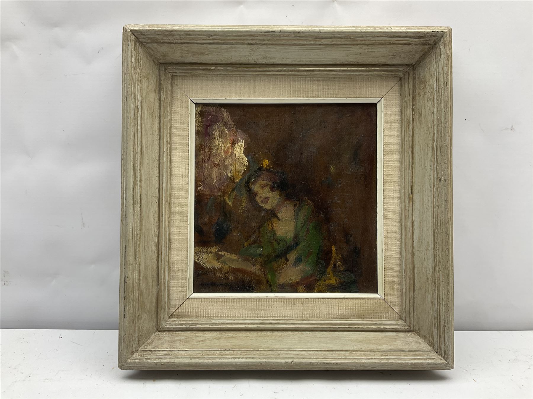 Manner of Walter Richard Sickert A.R.A. (British 1860-1942): Music Hall Girl, oil on canvas unsigned 20cm x 19cm