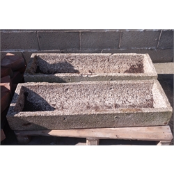  Pair rectangular composite stone planters, 122cm x 39cm, H17cm  