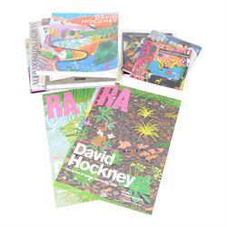 Three Royal Academy David Hockney posters, two David Hockney books and a collection of oth...