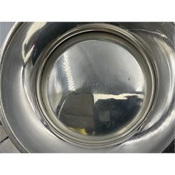 1920s five-piece silver tea service, comprising teapot, coffee pot, hot water pot, twin handled open sucrier and milk jug, each of squat circular form with shaped rim, the teapot, coffee pot and hot water pot each with ebonised handle and finial, the sucrier and milk jug with acanthus capped scroll handles, all upon circular foot, hallmarked R F Mosley & Co, Sheffield 1926 & 1927, tallest H24cm