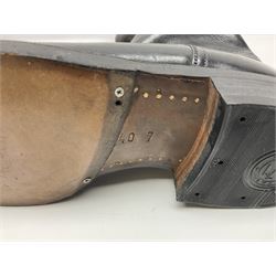 WW2 German pair of black leather parade/jack boots with adjustable calf straps; both stamped internally 'JORI 40 7 61'