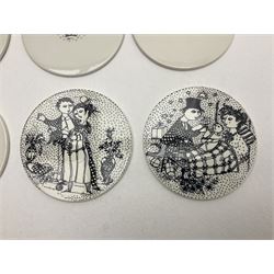 Bjorn Wiinblad for Nymolle Denmark set of twelve calendar wall plaques, D15cm