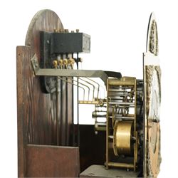  Grandmother clock, the brass dial inscribed 'Walton, Newcastle upon Tyne', with three train movement in burr walnut case on bracket feet  H170cm keys and pendulum