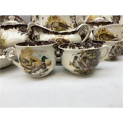 Royal Worcester Palissy Game Series pattern tea and dinner wares, to include two teapots, coffee pot, twelve cups and saucers in two sizes, four dinner plates etc (40) 