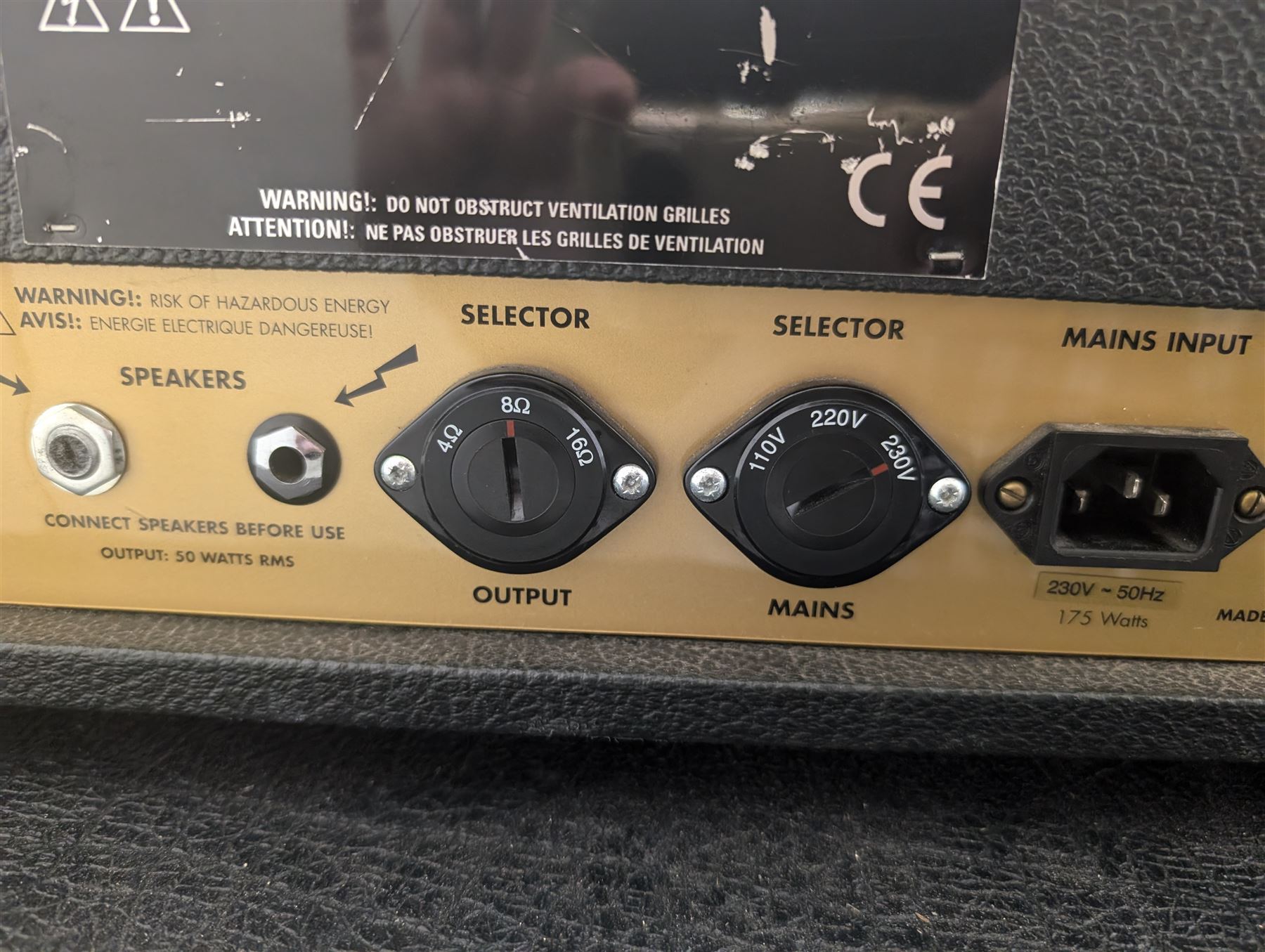 Marshall 1987X 50 watt plexi guitar amplifier head with master volume modification (screwdriver control on back), together with a Marshall 1960 4 x 12 speaker cabinet on casters, head H25cm, W65cm, cab H83cm, W76cm