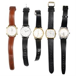 Five wristwatches including Longines 'Presence' quartz, Pulsar quartz, Citizen Chronograph...