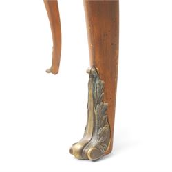 And So To Bed - Cherrywood serpentine dressing table, two drawers with brass handles foliate design with applied gilt mounts, raised on cabriole legs with gilt caps