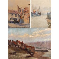 C Holmes (British 19th/20th Century): Clouds over Whitby, oil on canvas signed, 24cm x 34c...