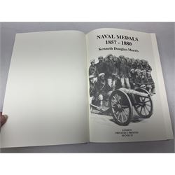 Six medal collectors reference books including Douglas-Morris Kenneth: Naval Medal 1857-1880. 1994 in slip-case; Casualty Roll For The Zulu and Basuto Wars South Africa 1877-79; Abbott P.E.: Recipients of the Distinguished Conduct Medal 1855-1909; Casualty Roll For The Crimea 1854-1855; and two others (6)