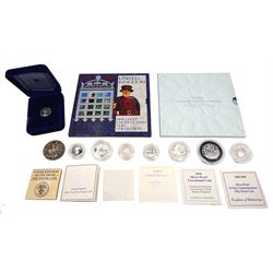 Mixed coins, including 1994 United Kingdom Brilliant Uncirculated coin collection, 2007 diamond wedding crown, various silver proof coins, Queen Victoria 1900 crown etc