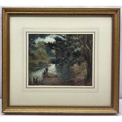 Walter Henry Goldsmith (British 1857-1943): Fishing on the River, watercolour signed and dated 1908, 21cm x 26cm