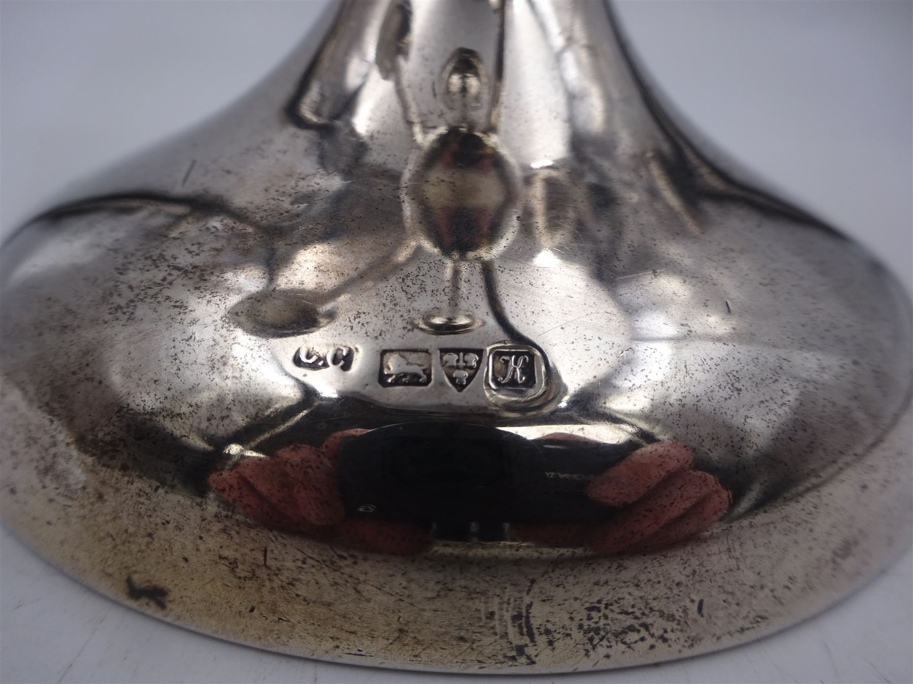 Early 20th century silver epergne, with four fluted branches, upon a weighted domed circular foot, engraved foot with monogram date 1887-1912, hallmarked Colen Hewer Cheshire, Chester 1910, H39.2cm