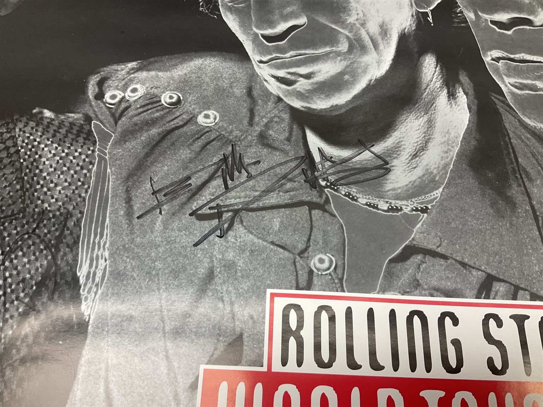 Rolling Stones Voodoo Lounge World Tour 1994/95 poster signed in black marker pen by Charlie Watts, Keith Richards, Mick Jagger and Ronnie Wood 58 x 81cm, unframed