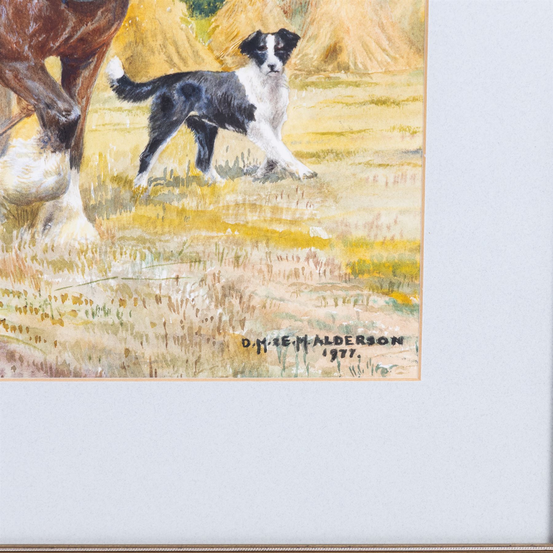 Dorothy Margaret Alderson (British 1900-1992) and Elizabeth Mary Alderson (British 1900-1988): Pulling the Hay Cart, watercolour signed and dated 1977, 36cm x 54cm