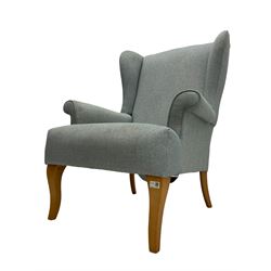 John Lewis high wing back armchair upholstered in denim cover
