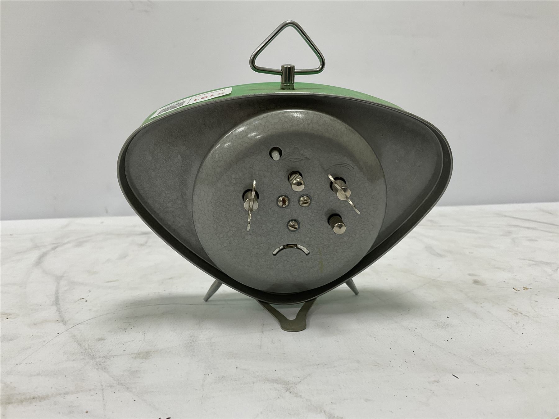 1960's 'It's Mashed Potato Time' alarm clock of triangular form, H10.5cm