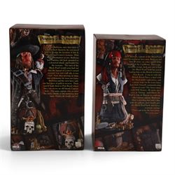 Two limited edition Neca Pirates of the Caribbean The Curse of the Black Pearl resin mini busts, Capt. Jack Sparrow 2063/2500 and Capt. Barbossa 995/2500, both boxed