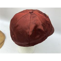 Two early 20th century football caps - AFA (Amateur Football Association) 1907-8 by Bowring Arundel & Co. 12 Fenchurch Street E.C. with owner's name G.A. Joseph stitched in; and unmarked New Crusaders club cap by Foster & Co. 123 High Street, Oxford and 4 Regent Street London (2)