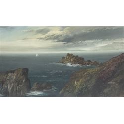 John Shapland (British 1865-1929): 'Lands End Cornwall', watercolour signed, inscribed on the mount 26cm x 44cm