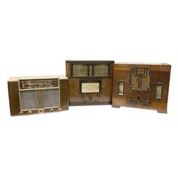 1950s Stella ST120A radio in Art Deco case, together with Marconi 1930s Type 219 receiver and further 1930s Marconi Type 296 example, largest W44cm H43cm D27cm