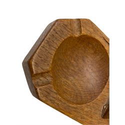 Mouseman - oak ashtray, canted rectangular form with carved mouse signature, by the workshop of Robert Thompson, Kilburn, L10cm 