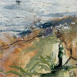 David Baumforth (British 1945-): North York Moors Landscapes, triptych of three mixed media on board framed as one signed with monogram, each 12cm x 12cm