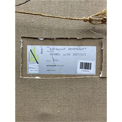 Raymond Arthur Roadnight (British 1941-): 'Model with Artists', oil on board laid on to canvas signed, titled on Royal Academy label verso 62cm x 51cm 
Provenance: the artist's studio collection. Born in High Wycombe, Roadnight spent three years training under Patrick Reyntiens and John Piper creating stained glass windows for Liverpool and Coventry cathedrals. These works included the great baptistry window in the New Coventry Cathedral, the 'Lantern' atop the Catholic Cathedral in Liverpool, and the grand windows in Oundle School Chapel. He has exhited at Royal Academy, Alfred East Gallery, Chichele College in Higham Ferriers, and Burleighfield House in Loudwater.