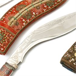 Three modern Indian kukris and seven Scottish skean dhu
