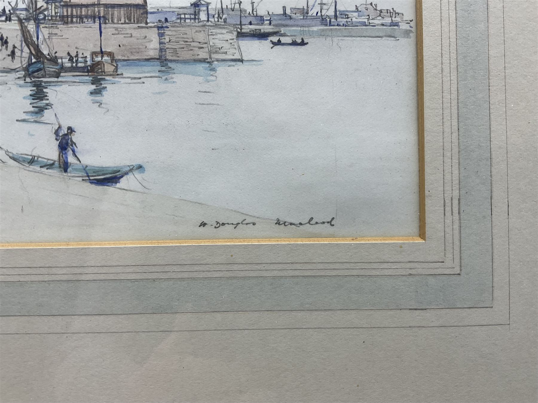 William Douglas Macleod (Scottish 1892-1963): 'Saint Malo from the Môle', watercolour and ink signed and dated '23, 15cm x 26cm 