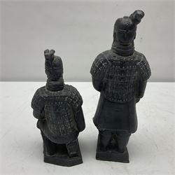 Two Chinese 'Terracotta Warrior' style figures, tallest H23cm
