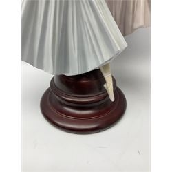 Lladro figure group, 'Merry Ballet', modelled as two ballerinas in dancing pose, raised on a turned socle base, no. 5035, printed marks beneath, H49cm
